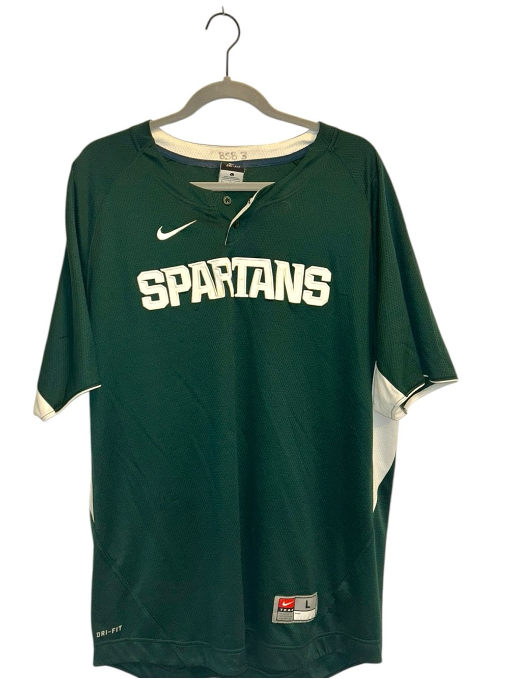 Nike Men's Baseball Jersey Michigan State Spartans Large Team Issued MSU READ